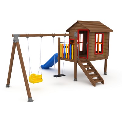 32 A House Themed Wooden Playground