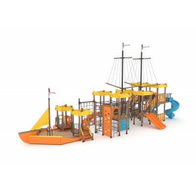 90 A Ship Themed Wooden Playground